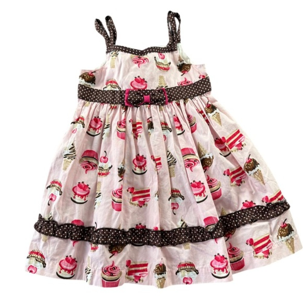 Blueberi Boulevard Girls Pink Cupcake Ice Cream Polka Dot Dress 2T‎ 100% Cotton